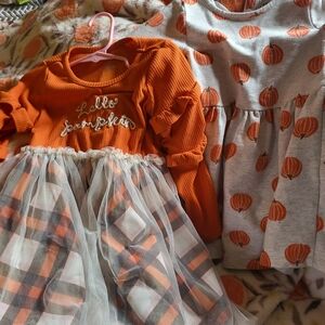 Carter's Orange Pumpkin Tulle & Pumpkin Print Dress Set
